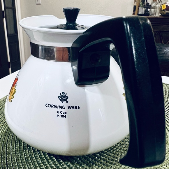 Vtg Corning Ware P-104 Spice of Life "Le The" 6 Cup Coffee Tea Pot Kettle W/Lid - Picture 8 of 10